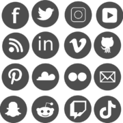 social media, icon set, facebook, twitter, instagram, youtube, rss, linkedin, vimeo, github, pinterest, cloud, flickr, email, snapchat, reddit, twitch, tiktok, black, white, youtube, linkedin, linkedin, github, github, github, github, github, tiktok
