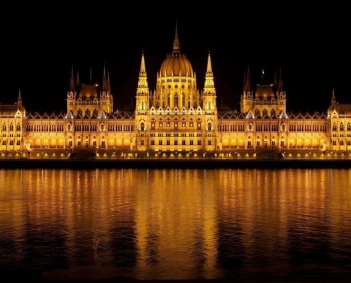building, architecture, landmark, tourist attraction, water, nature, water reflection, river, illuminated, lighting, night, evening, historic, historical, legislative building, hungarian parliament, hungarian parliament building, danube river, budapest, hungary