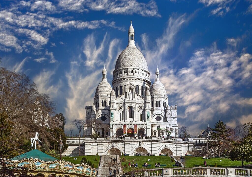 montmartre, paris, sacred heart, nature, historical, france, city, summer