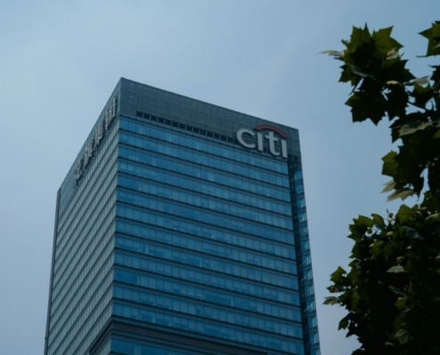 Towering office buildings