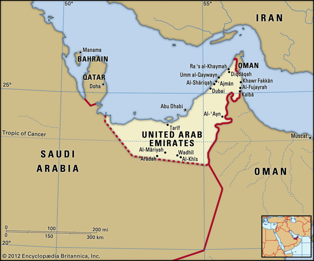 United-Arab-Emirates-boundaries-map-locator-cities