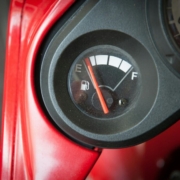 A fuel gauge near empty line