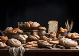 ai generated, bread variety, artisanal breads, sourdough, baguettes, ciabatta, bread table, fresh bread, bread samples, bakery display, rustic bread, handmade bread, artisan bakery, bread stall, local bakery, bread tasting, gourmet bread, fresh loaves, craft bread, bread selection, bread market, crusty bread, baked goods, farm-to-table, bakery products, artisan food