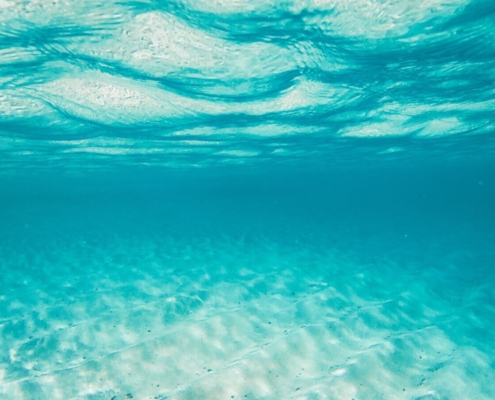 Clear blue ocean underwater