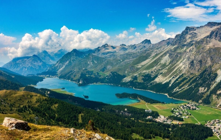 lake sils, alps, mountains, lake, silsersee, engadin, graubünden, switzerland, landscape