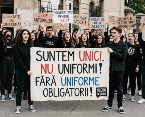 uniforme protest realizare AI by AFACERI.news