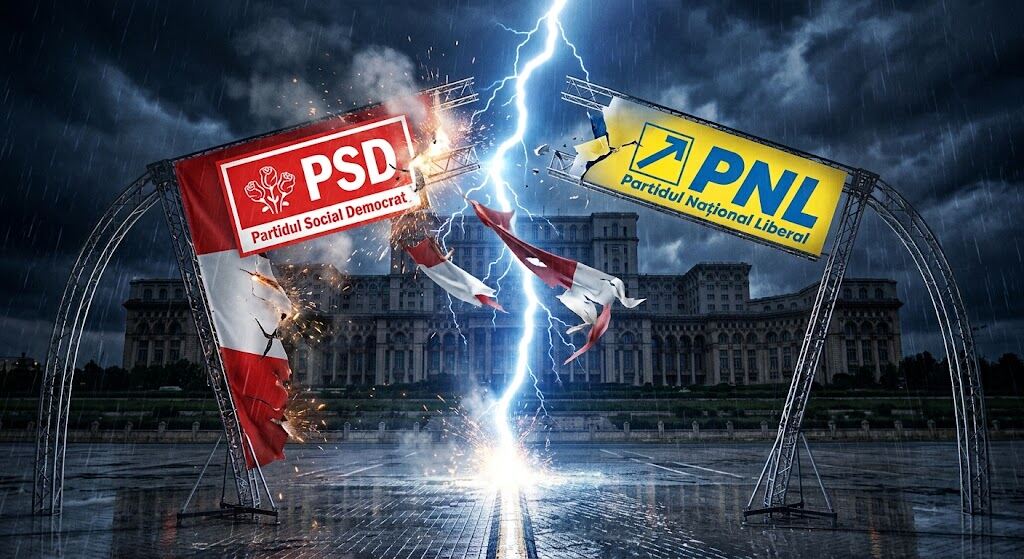 PSD PNL fulger Palatul Parlamentului Realizare foto Gemini AI
